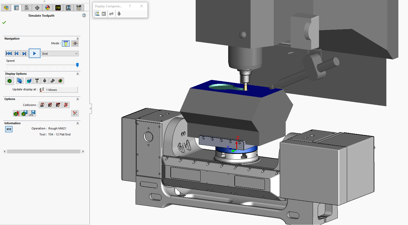 CAMWorks Machine Aware Programming extended view