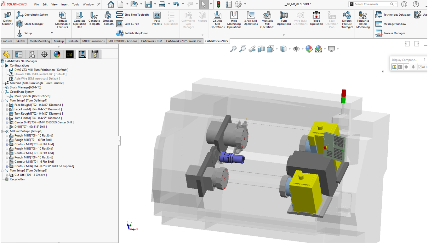Machine Aware toolpath on a Mill-Turn part