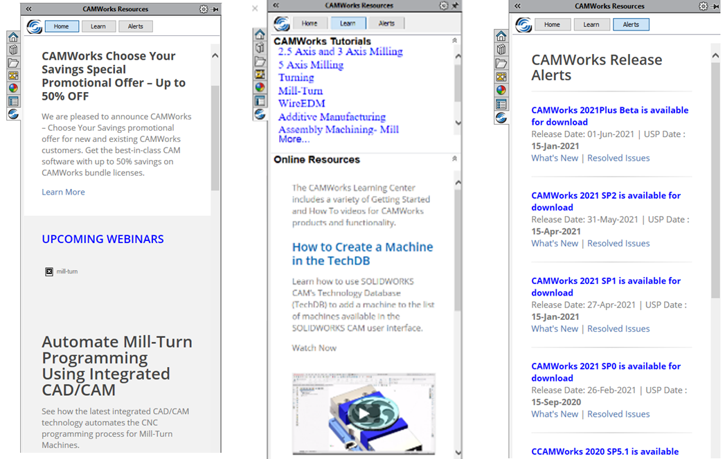 camworks task pane ui